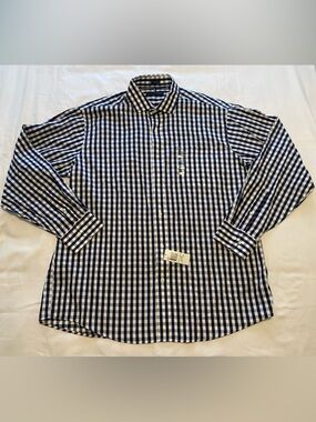 NEW With Tags Tommy Hilfiger Navy and White Checkered Button-Down Shirt Men’s XL